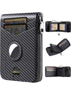 Men's RFID Blocking Large Wallet with Zipper, 2 ID Windows & 13 Card Slots
